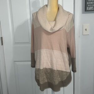 United States Sweaters Cowl Neck, 3/4 Sleeve, Blush Pink, Cream, Beige Medium